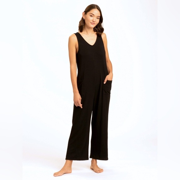 Threads 4 Thought Pants - Threads 4 Thought V Neck Rainey Patch Pocket Jumpsuit in Black, Size Small